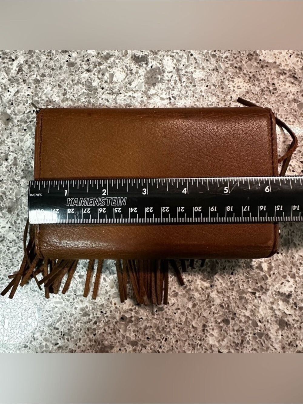 Rebecca Minkoff Mini Brown Fringe Vegan Leather Wallet Missing Crossbody Strap - Picture 13 of 15